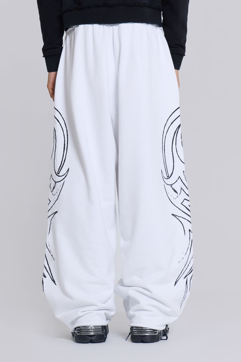 Jaded London White Baggy Blade Joggers White