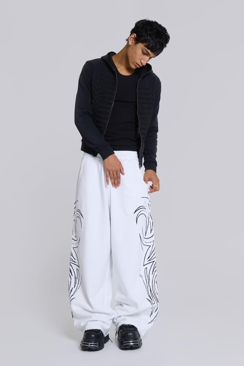 jaded london White Baggy Blade Joggers White