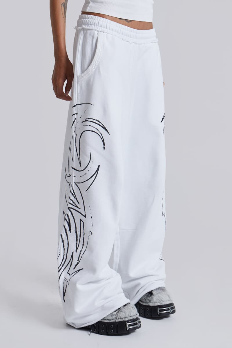jaded london White Baggy Blade Joggers White