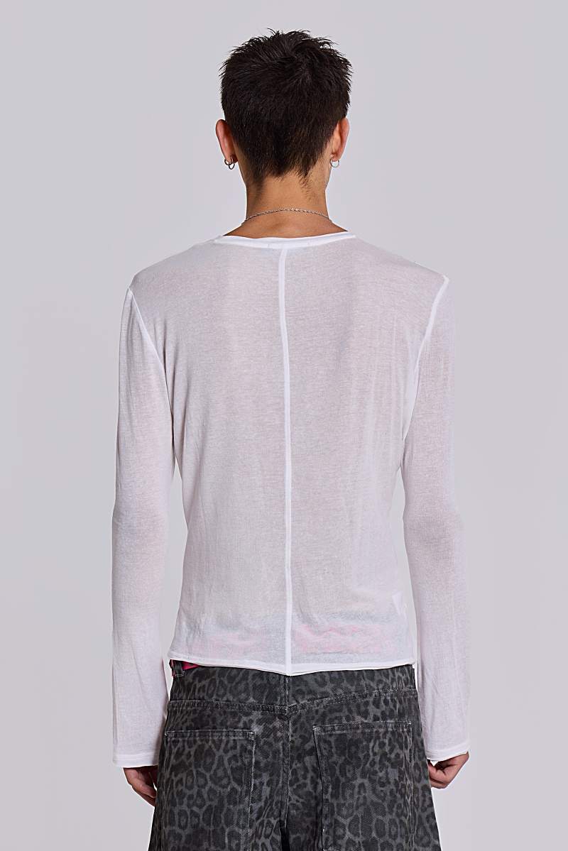 Jaded London White Mist Long Sleeve Top White