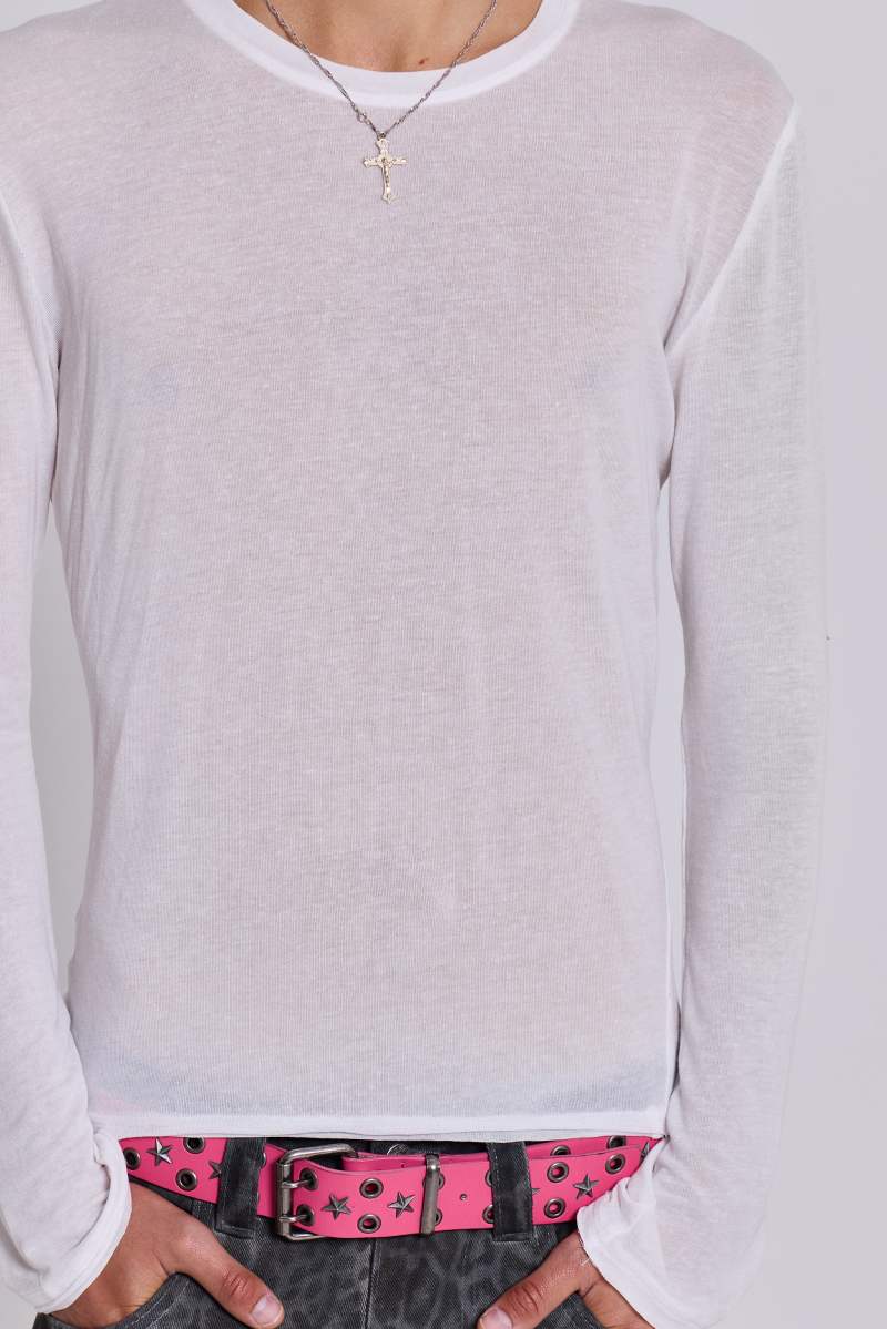 Jaded London White Mist Long Sleeve Top White