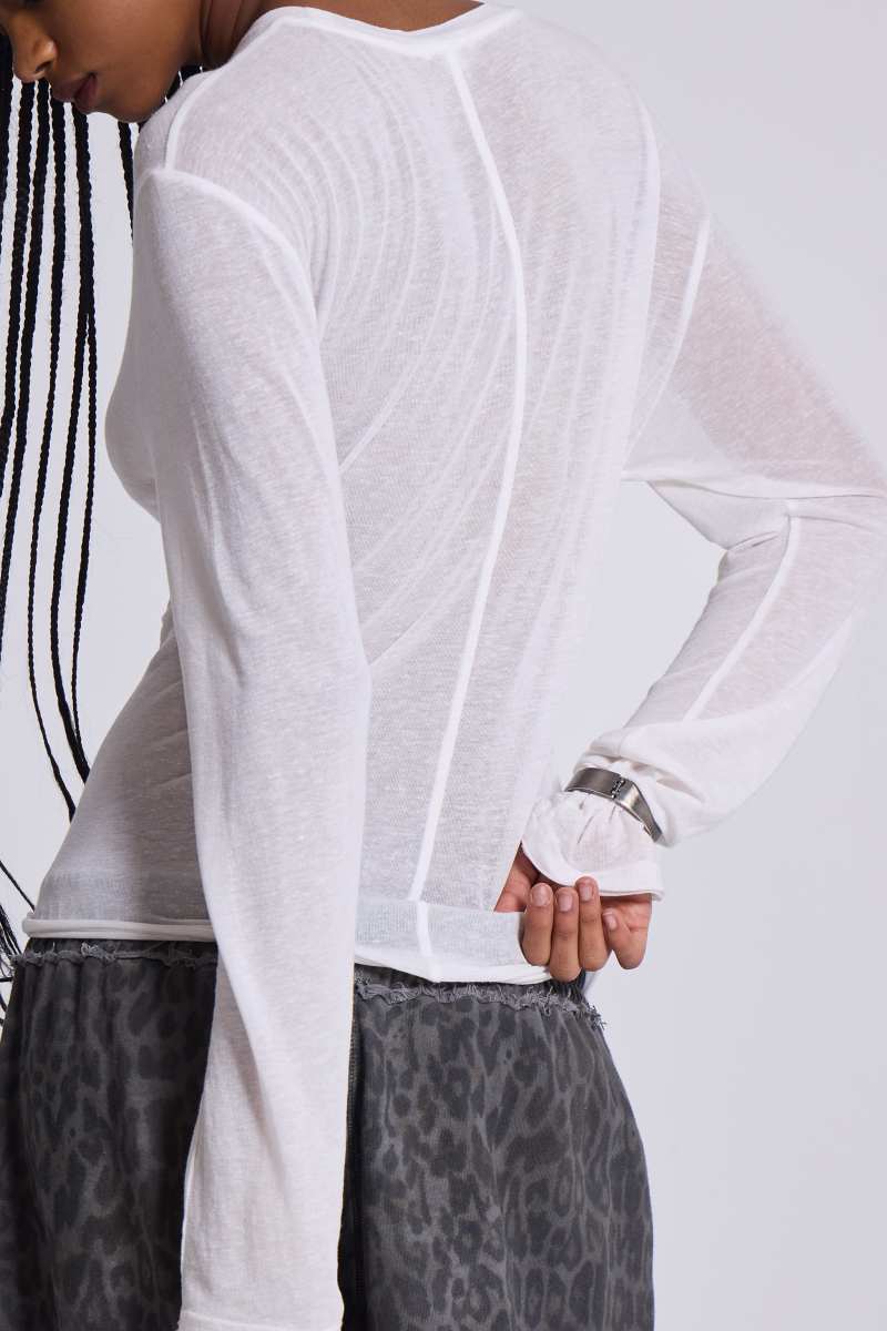 Jaded London White Mist Long Sleeve Top White