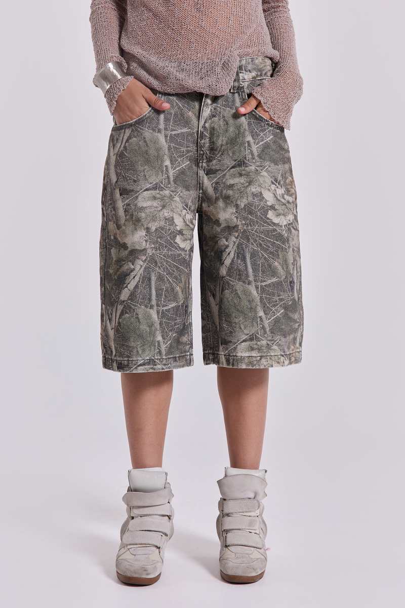 Jaded London Woodland Camo Colossus Jorts Camo