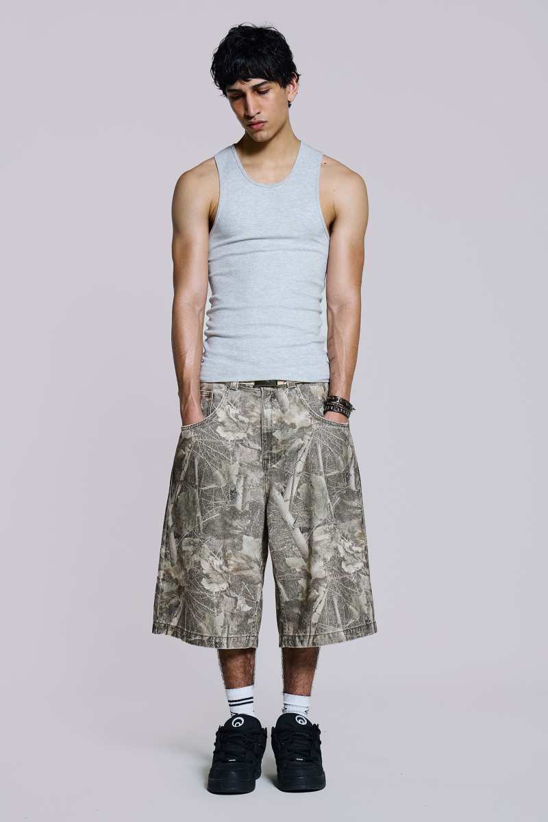 Jaded London Woodland Camo Colossus Jorts Multi