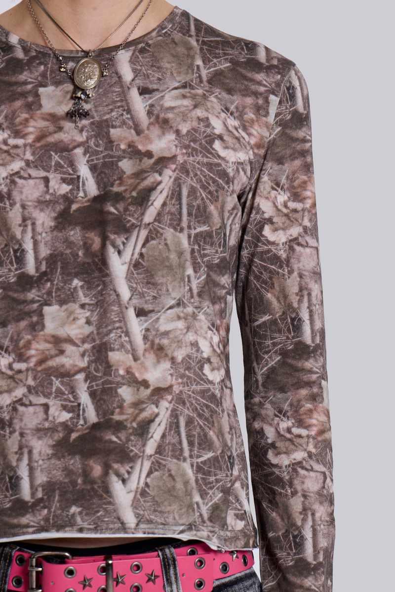 Jaded London Woodland Long Sleeve Top Camo
