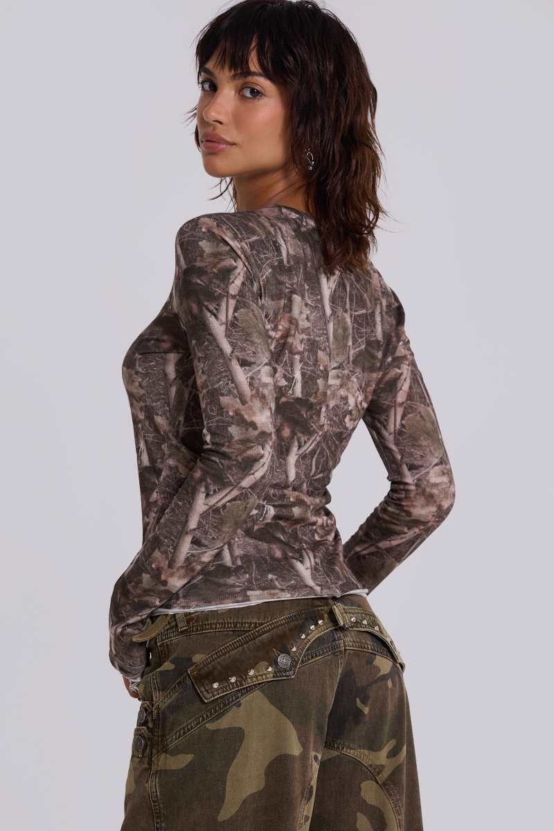 jaded london Woodland Long Sleeve Top Camo