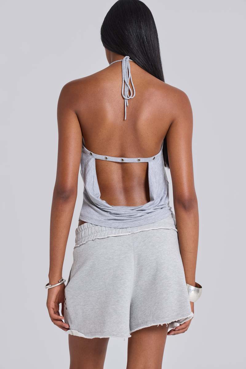Jaded London Zeila Cut Out Drape Top Grey