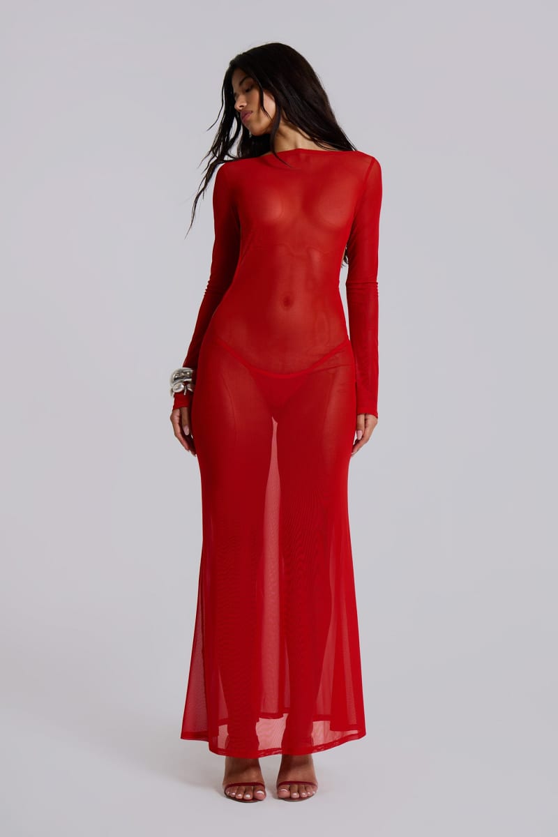 Jaded London Ziva Dress In Red Red