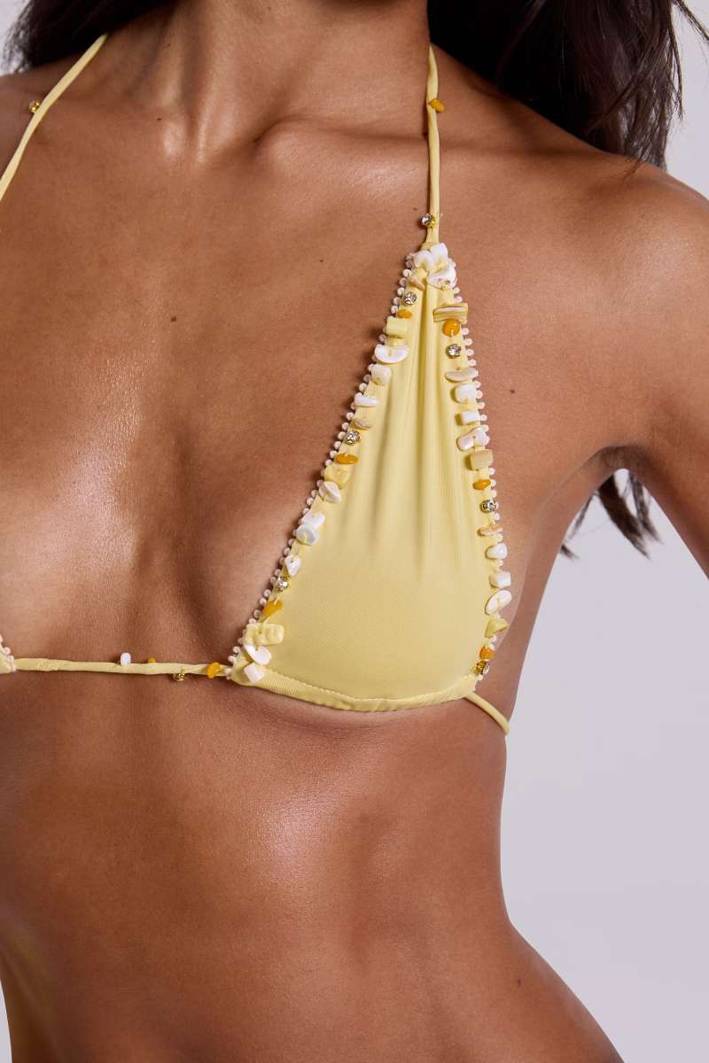 jaded london Zuma Embellished Bikini Top Yellow