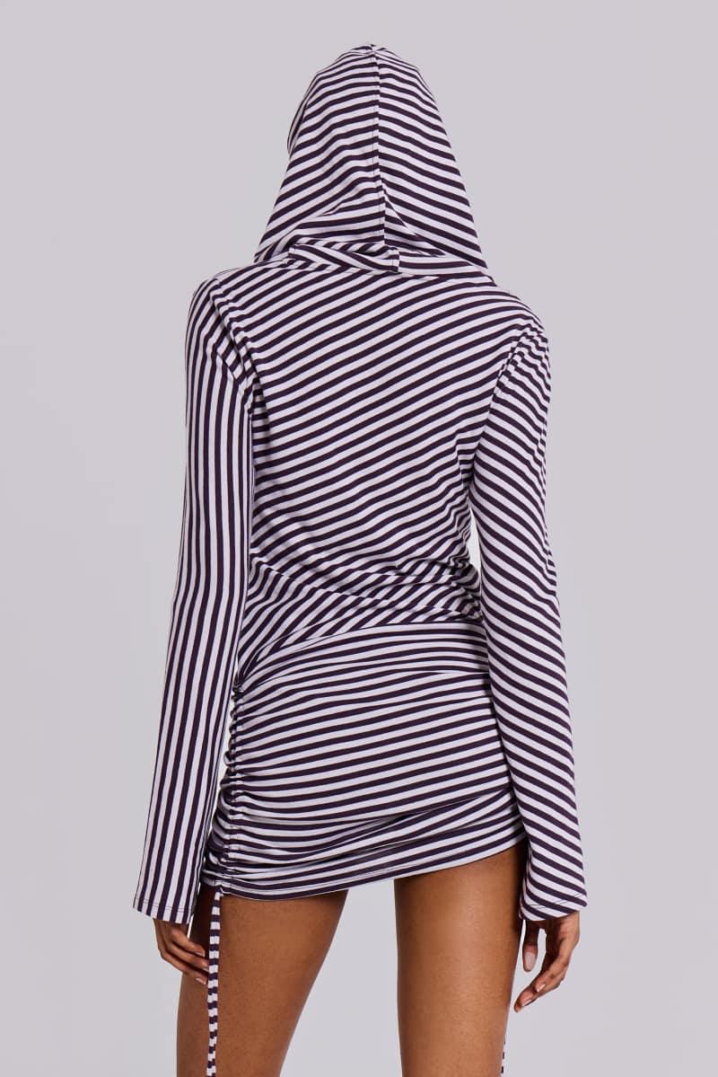 Jaded London Jordyn Hooded Stripe Mini Dress Striped