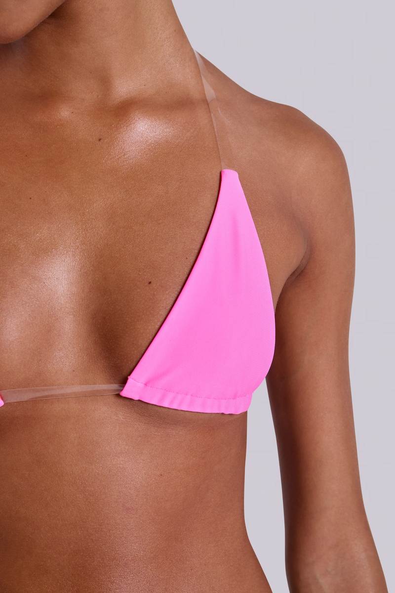 Jaded London Kea Reversible Neon Micro Triangle Bikini Top Pink/Orange