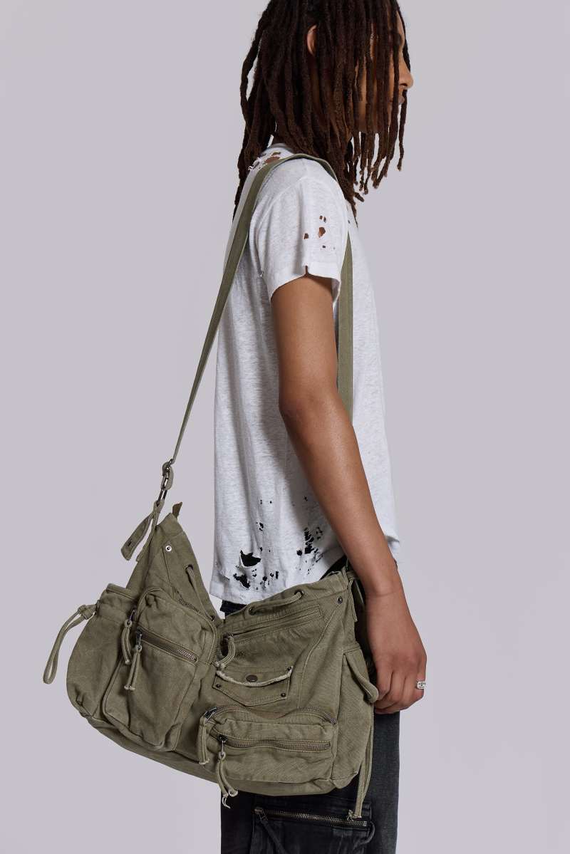 Jaded London Khaki Military Utility Satchel Bag Khaki