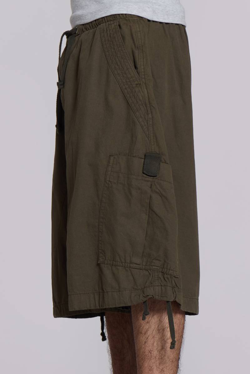 Jaded London Khaki Parachute Cargo Baggy Shorts Khaki