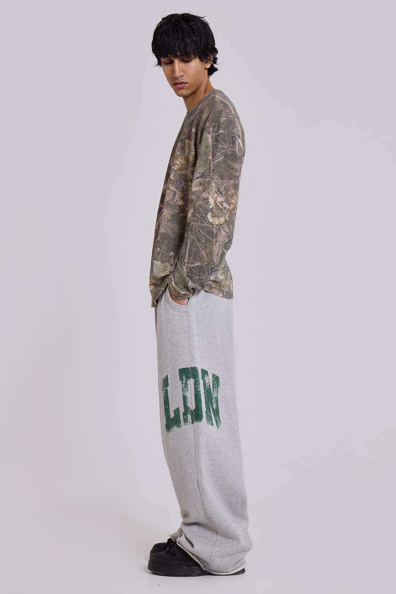 Jaded London LDN Print Grey Marl Monster Joggers Grey/Green Print