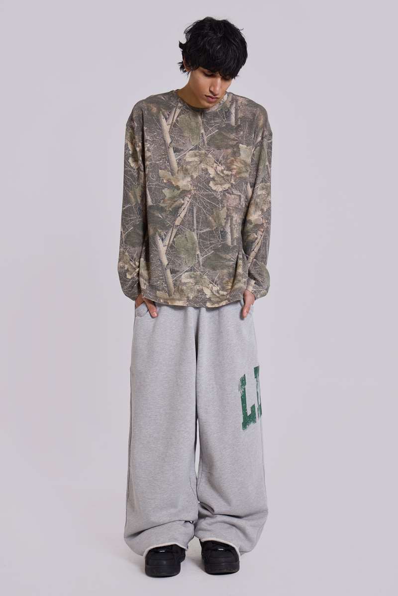 jaded london LDN Print Grey Marl Monster Joggers Grey/Green Print