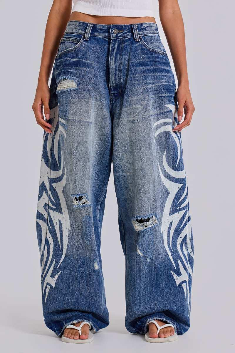 jaded london Light Wash Blade XL Colossus Jeans Blue