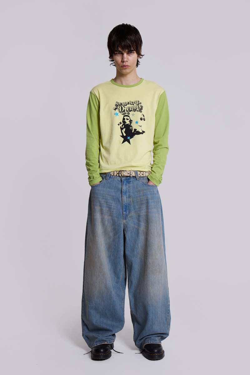 jaded london Light Wash Slub XL Colossus Jeans Blue