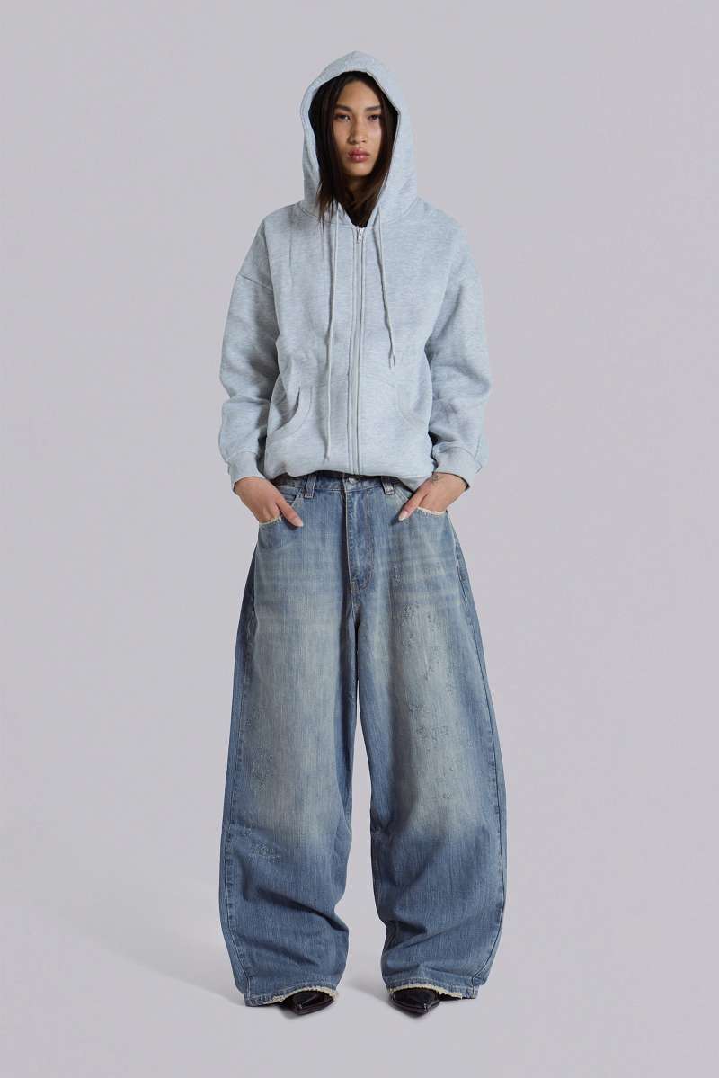 jaded london Light Wash Slub XL Colossus Jeans Blue