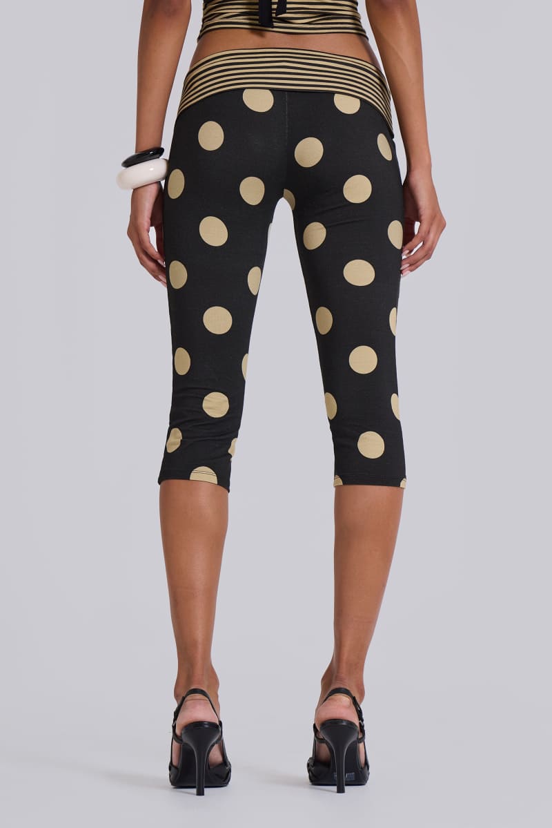 Jaded London Lola Foldover Capris In Polkadot Stripe Multi