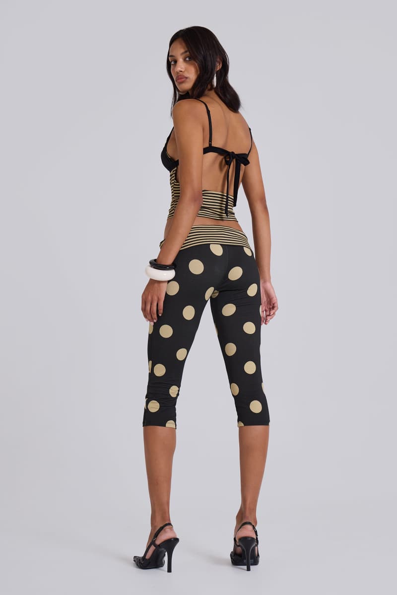 jaded london Lola Foldover Capris in Polkadot Stripe Multi