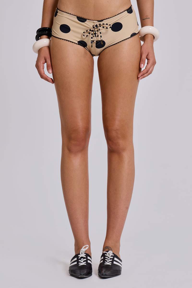 Jaded London Lola Mini Short Bikini Bottoms In Polkadot Stripe Multi
