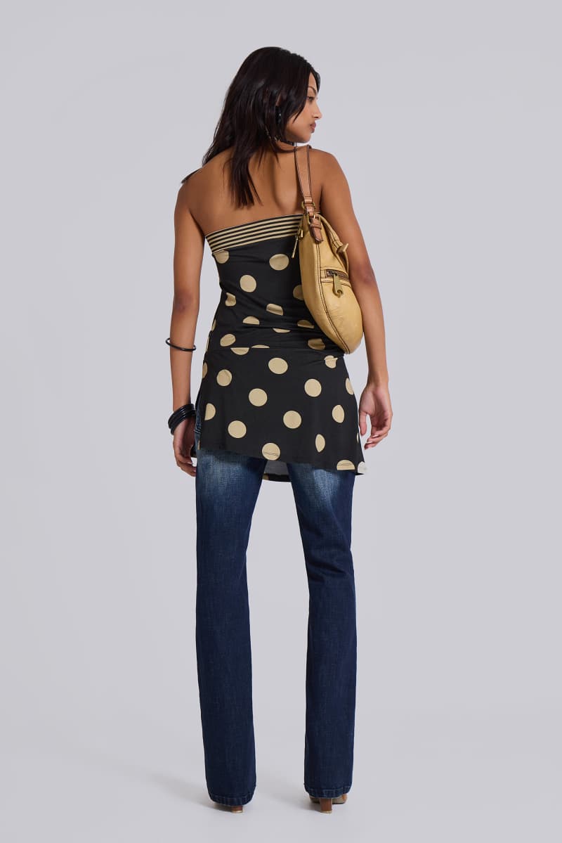 Jaded London Lola Strapless Mini Dress In Polkadot Stripe Multi