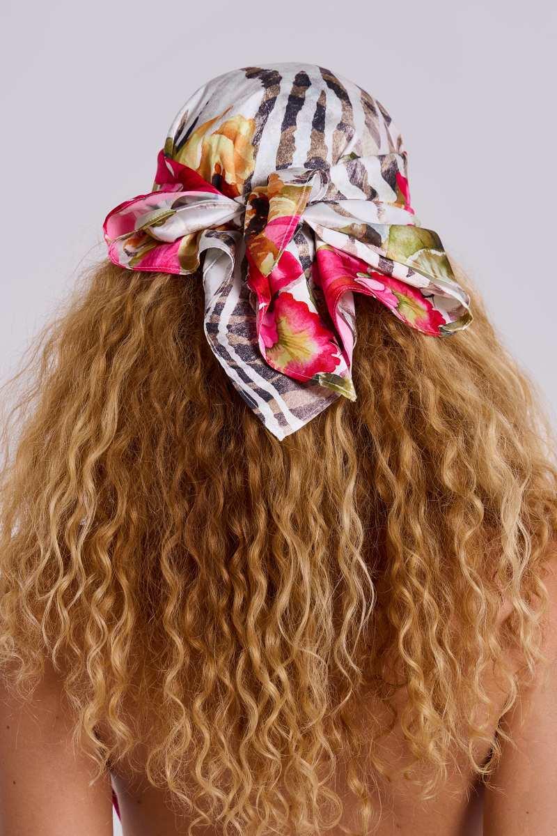 Jaded London Mae Satin Multiway Bandana Scarf Zebra