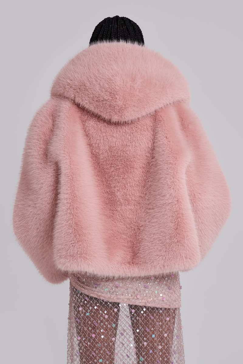 Jaded London Mara Oversized Faux Fur Coat In Pink Pink