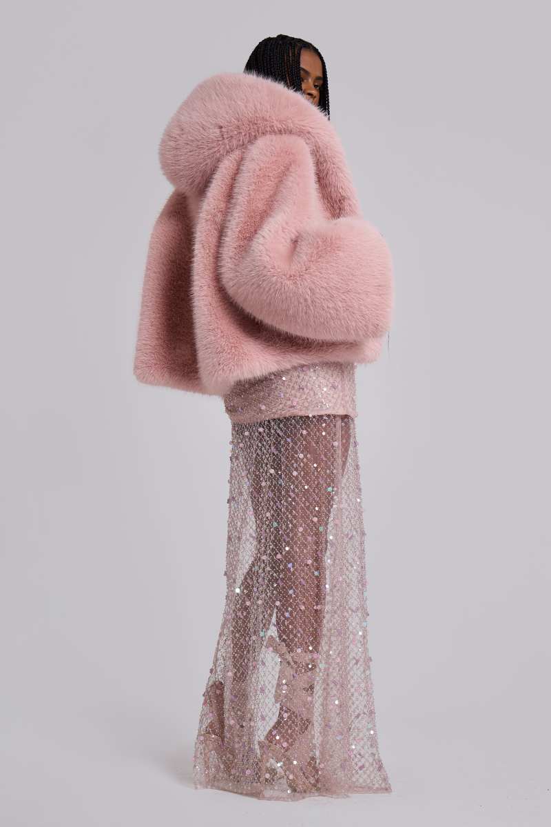 Jaded London Mara Oversized Faux Fur Coat In Pink Pink