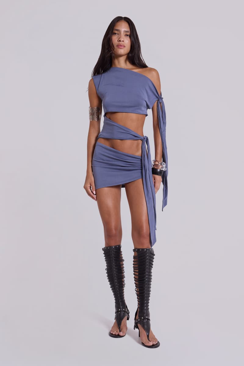 Jaded London Mena Asymmetric Mini Dress In Indigo Purple