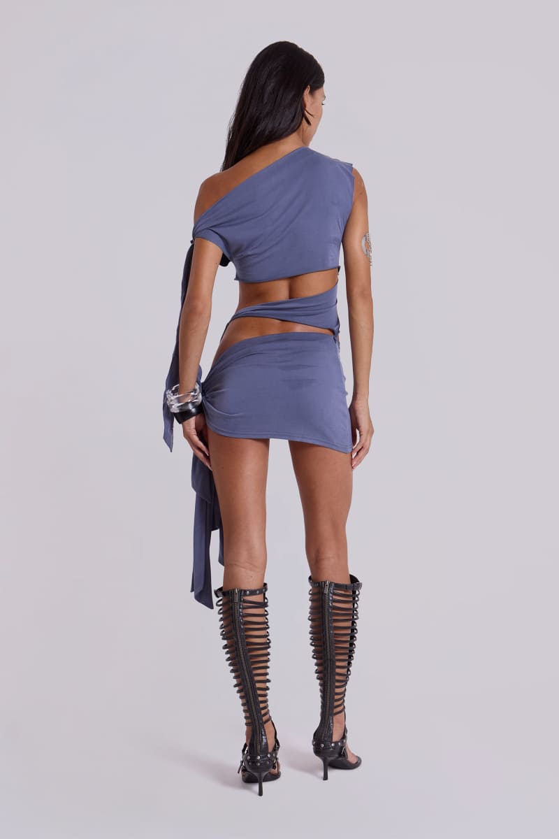 Jaded London Mena Asymmetric Mini Dress In Indigo Purple