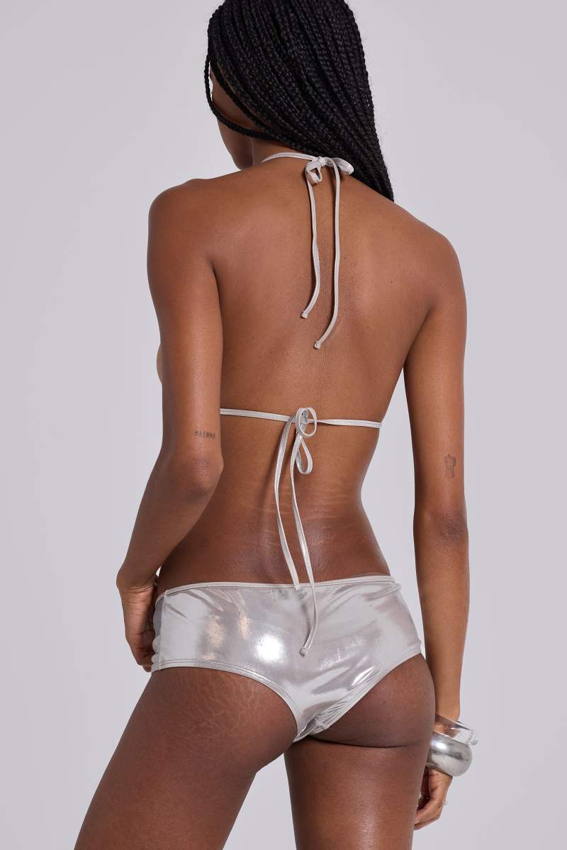 Jaded London Ninni Sequin Super Micro Bikini Top Silver