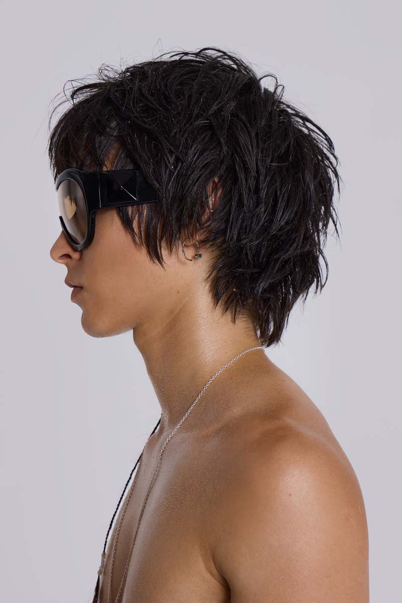 Jaded London Noctra XL Stud Sunglasses In Amber Tan