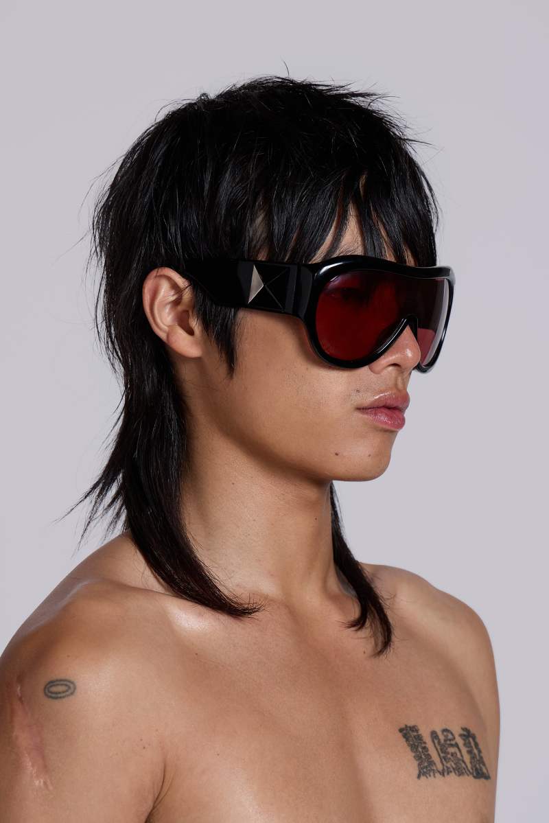Jaded London Noctra XL Stud Sunglasses In Damson Damson