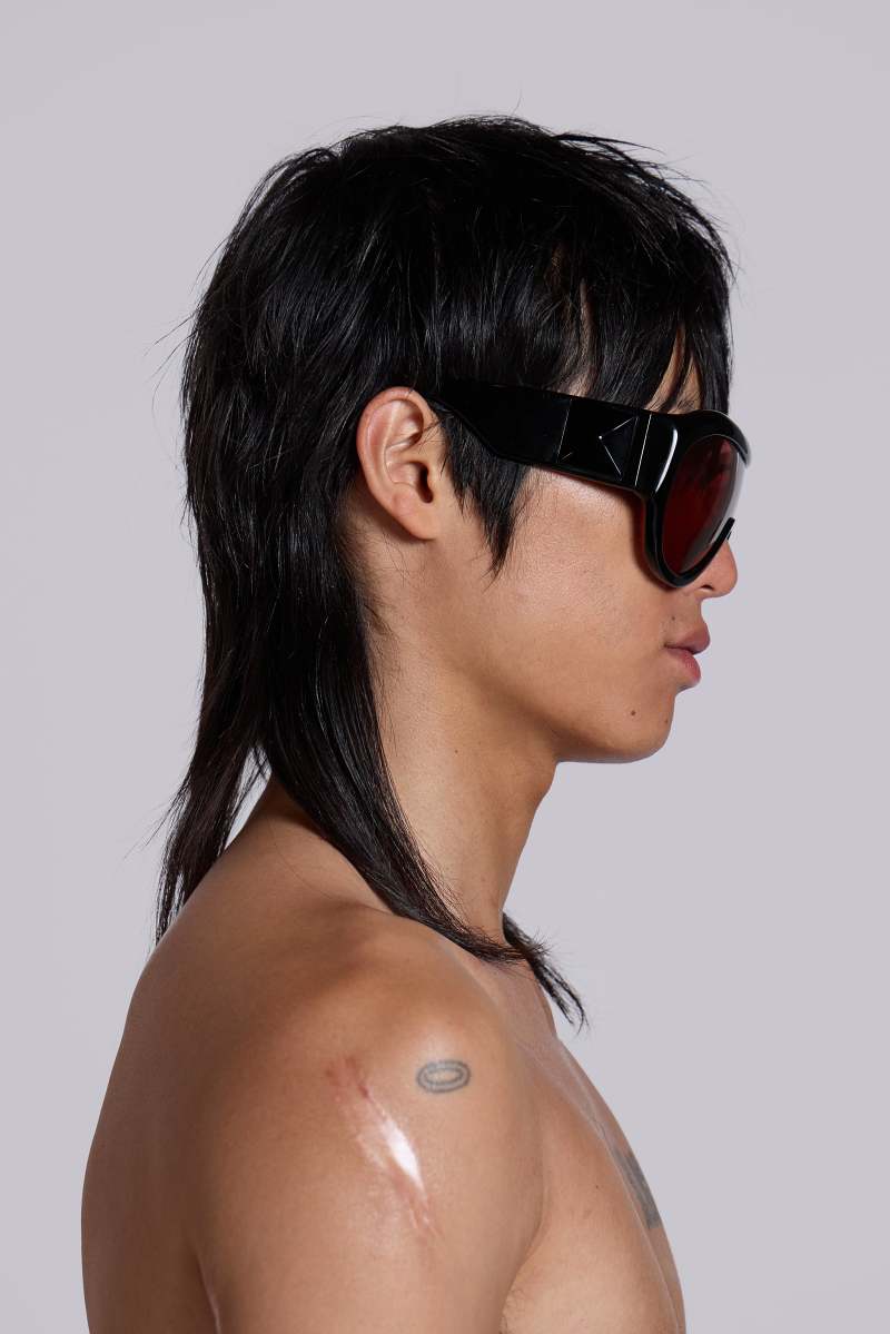 Jaded London Noctra XL Stud Sunglasses In Damson Damson