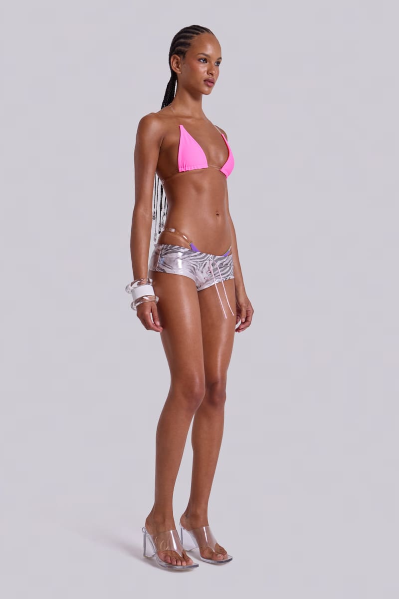 Jaded London Nyax Metallic Mini Short Bikini Bottoms Zebra