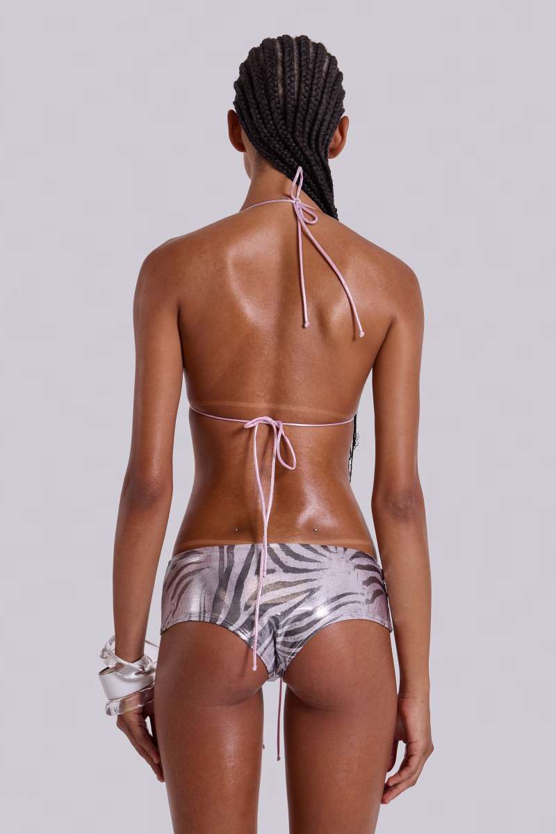 jaded london Nyax Metallic Mini Short Bikini Bottoms Zebra