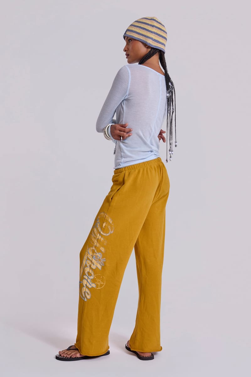 Jaded London Offshore Cropped Joggers In Saffron Yellow