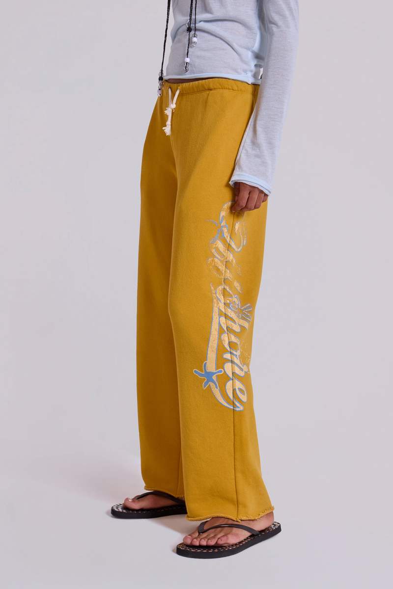 Jaded London Offshore Cropped Joggers In Saffron Yellow