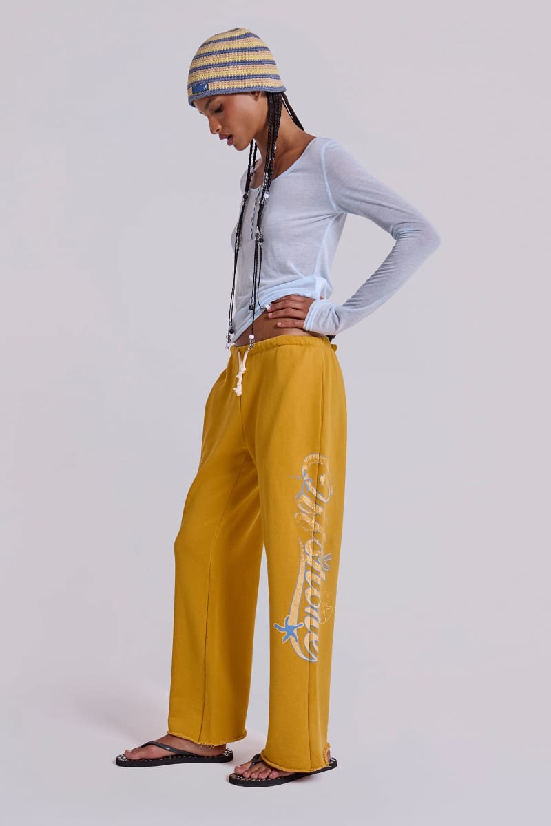 jaded london Offshore Cropped Joggers in Saffron Yellow