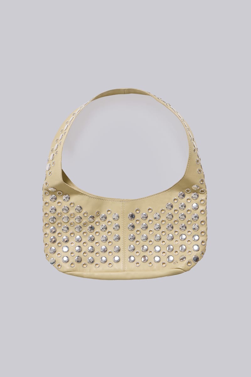 Jaded London Osmium Studded Leather Bag In Cream Cream