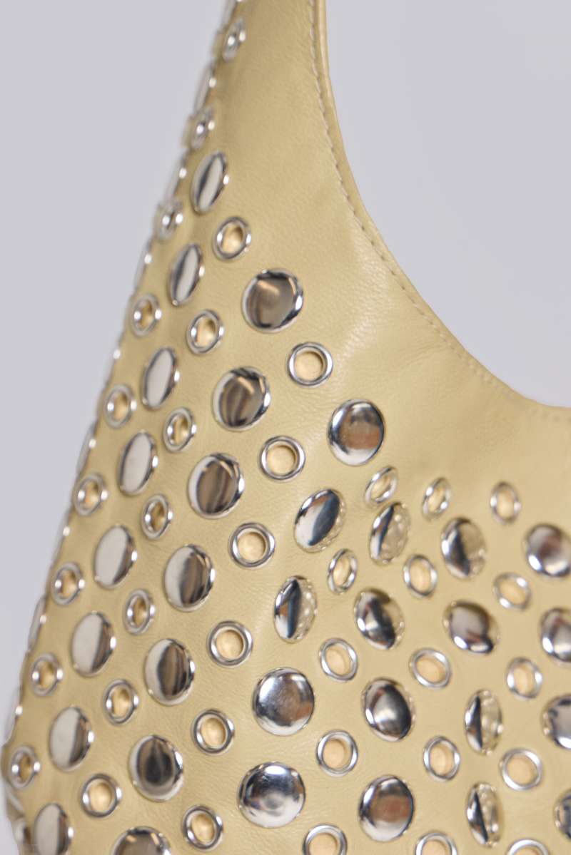 Jaded London Osmium Studded Leather Bag In Cream Cream