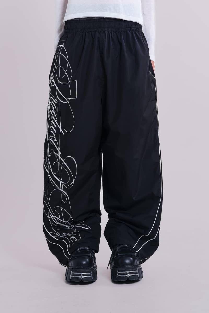 Jaded London P.O.A. Black Vapor Tracksuit Bottoms Black Script