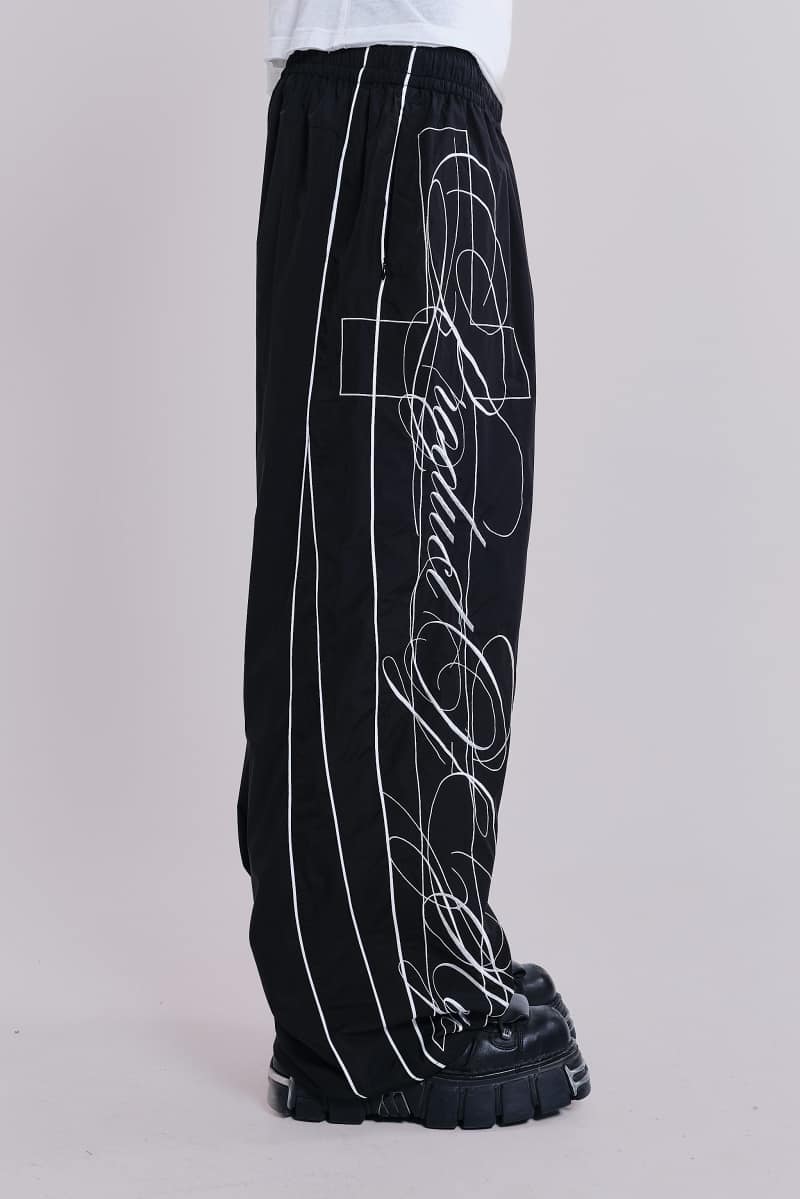 Jaded London P.O.A. Black Vapor Tracksuit Bottoms Black Script