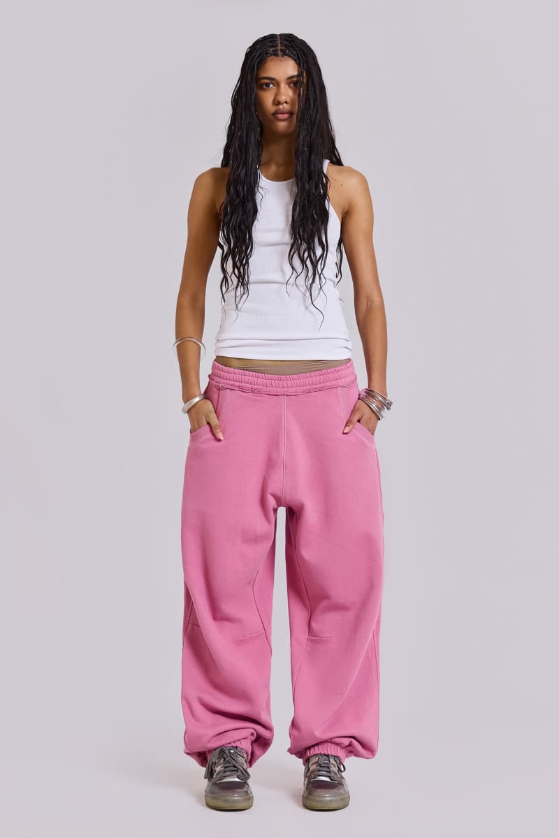 Jaded London Pink Baggy Cuffed Monster Joggers Pink