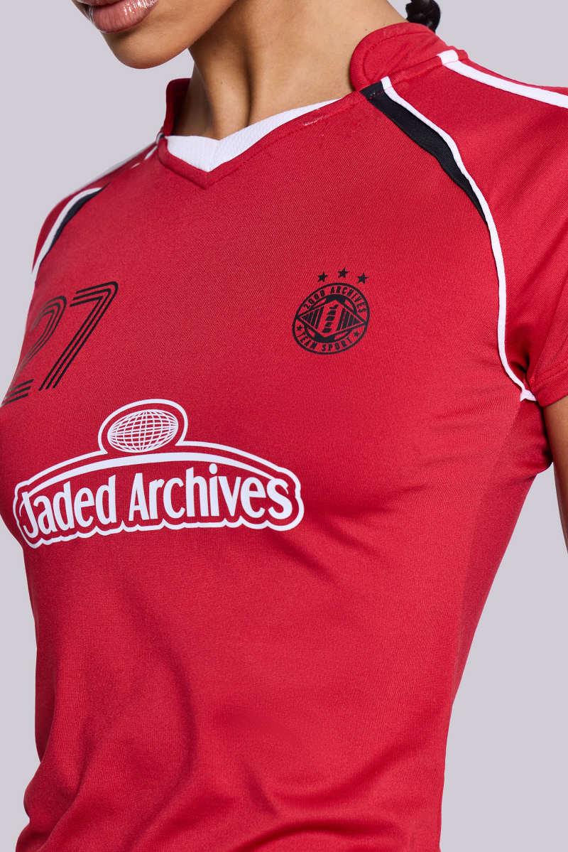 Jaded London Red Not Your Cheerleader Football Baby Tee Red