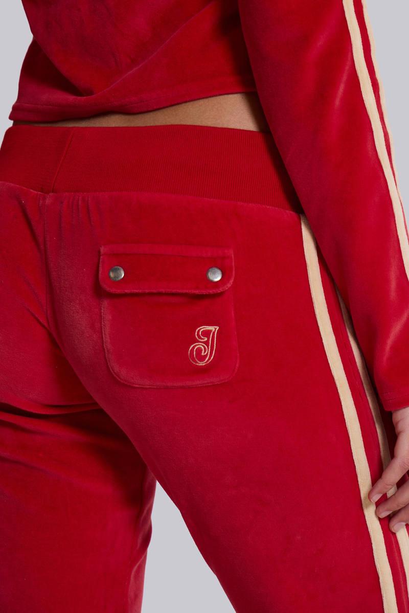 Jaded London Red Three Velour Low Rise Bootcut Trousers Red