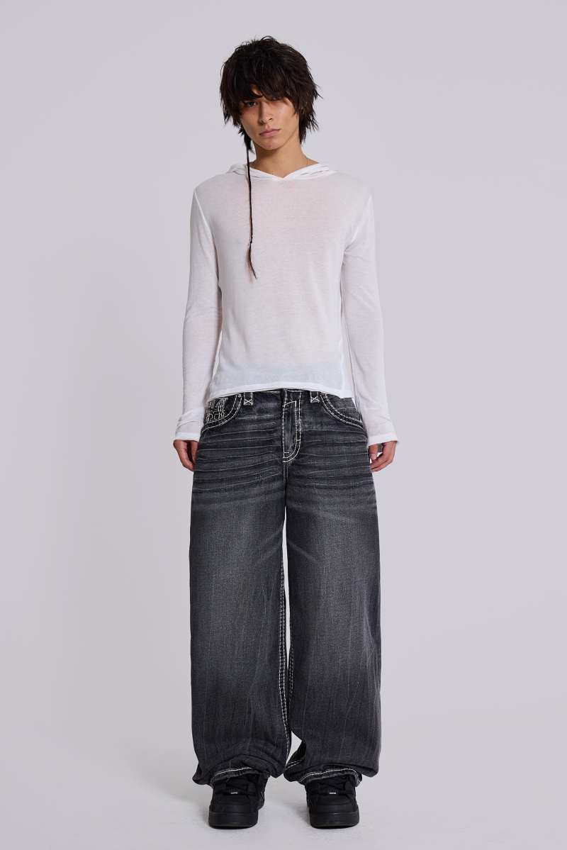 Jaded London Rock Revival Axel Colossus Jeans In Washed Black Black