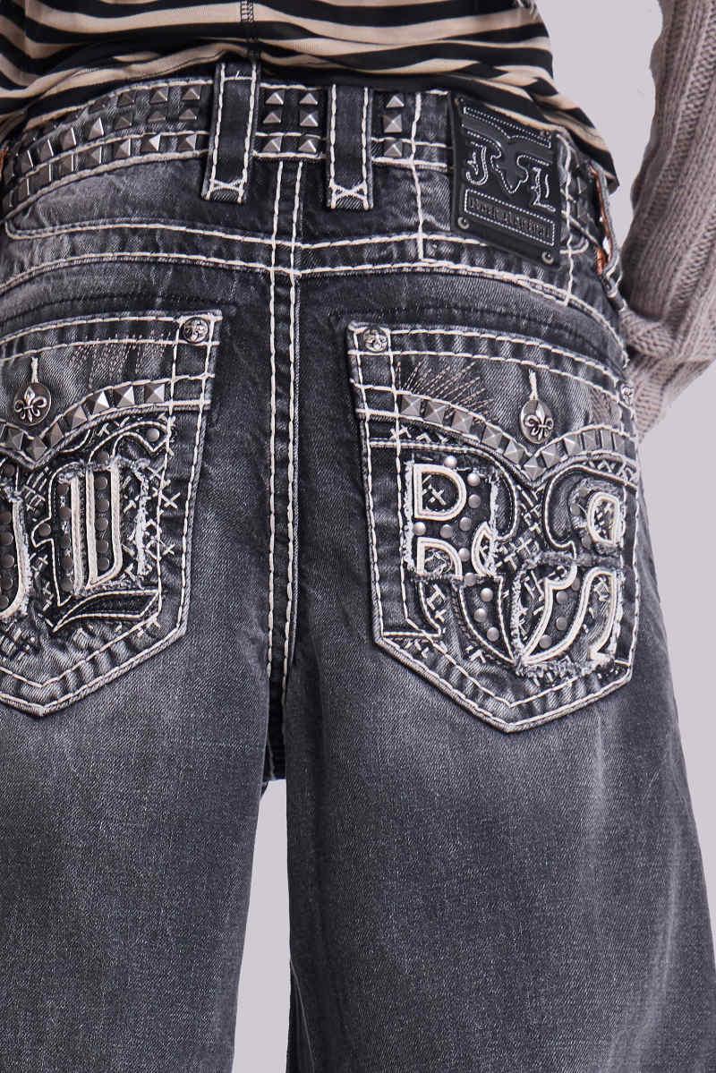 Jaded London Rock Revival Axel Colossus Jeans In Washed Black Black