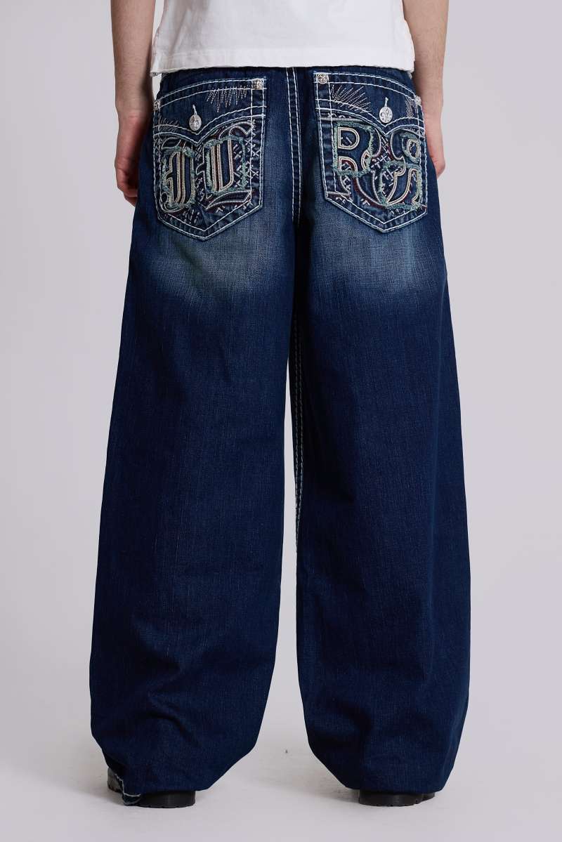 Jaded London Rock Revival River Colossus Jeans Blue